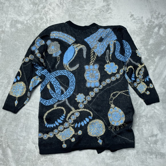 Vintage Cervelle Women's L Cardigan Black Wool Blend H1105 - Picture 5 of 7